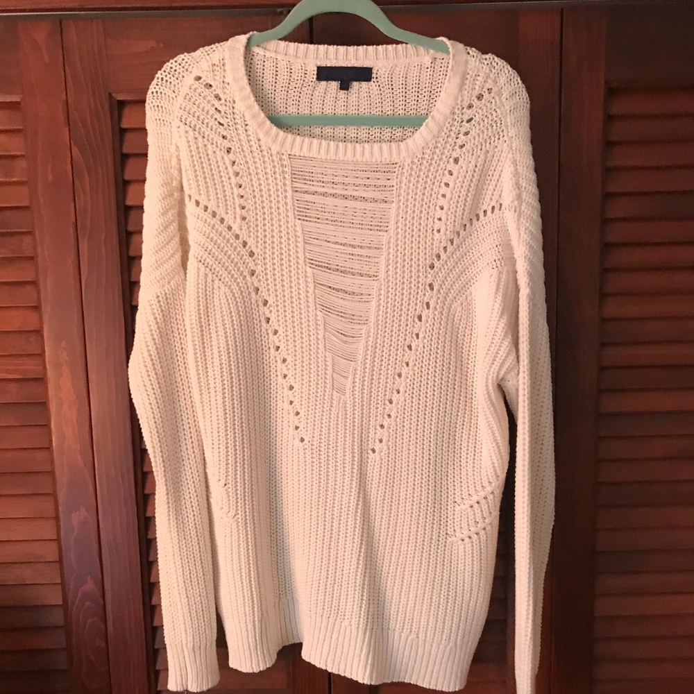 White chunky knit sweater